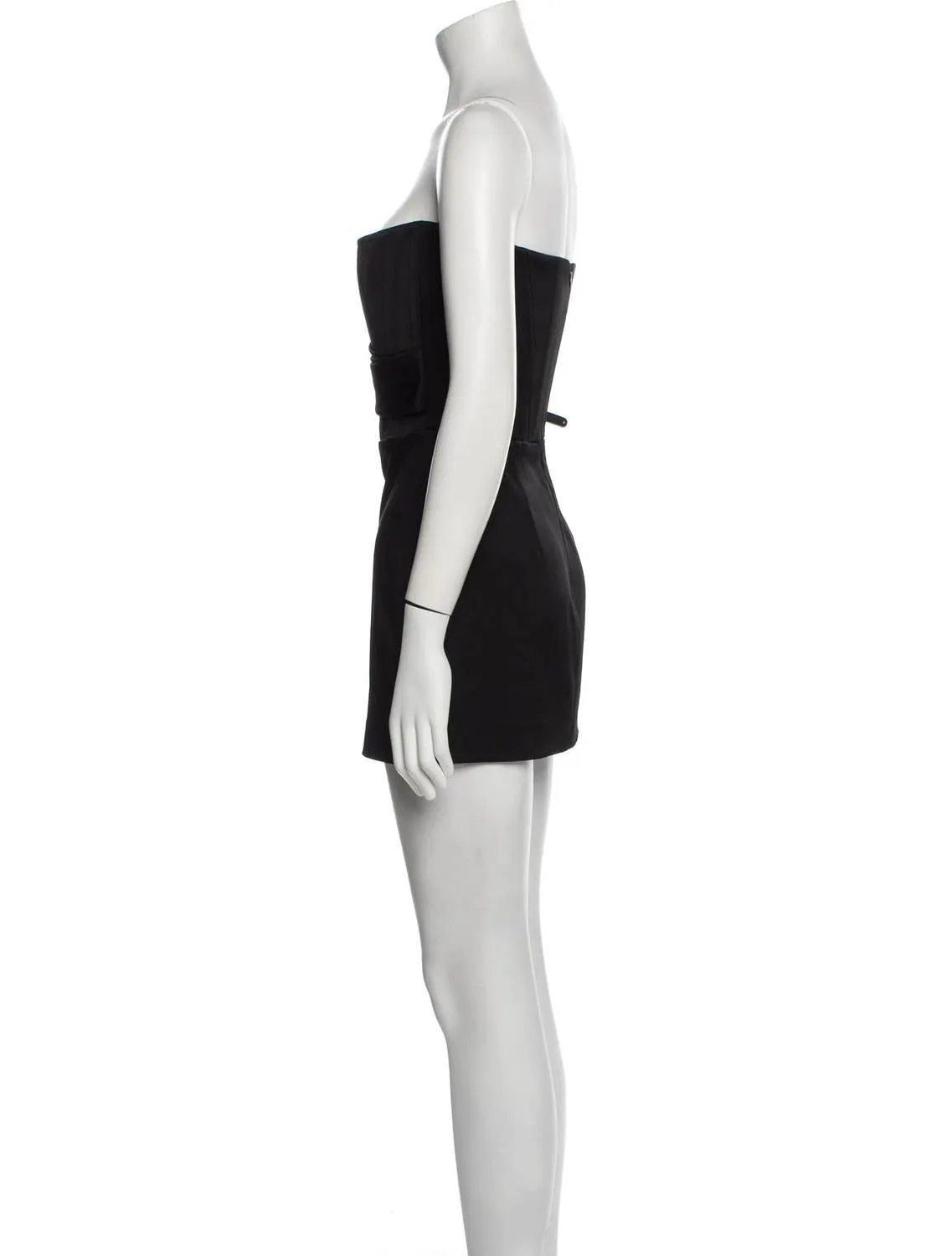 Alex Perry - Satin Crepe Strapless Corset Drape Mini Dress