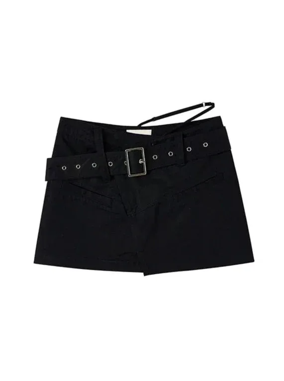 Belt Girl Black Pants Fashion Hot Skirt