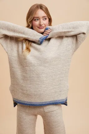 Blanket Stitch Cream/Azure Lounge Set