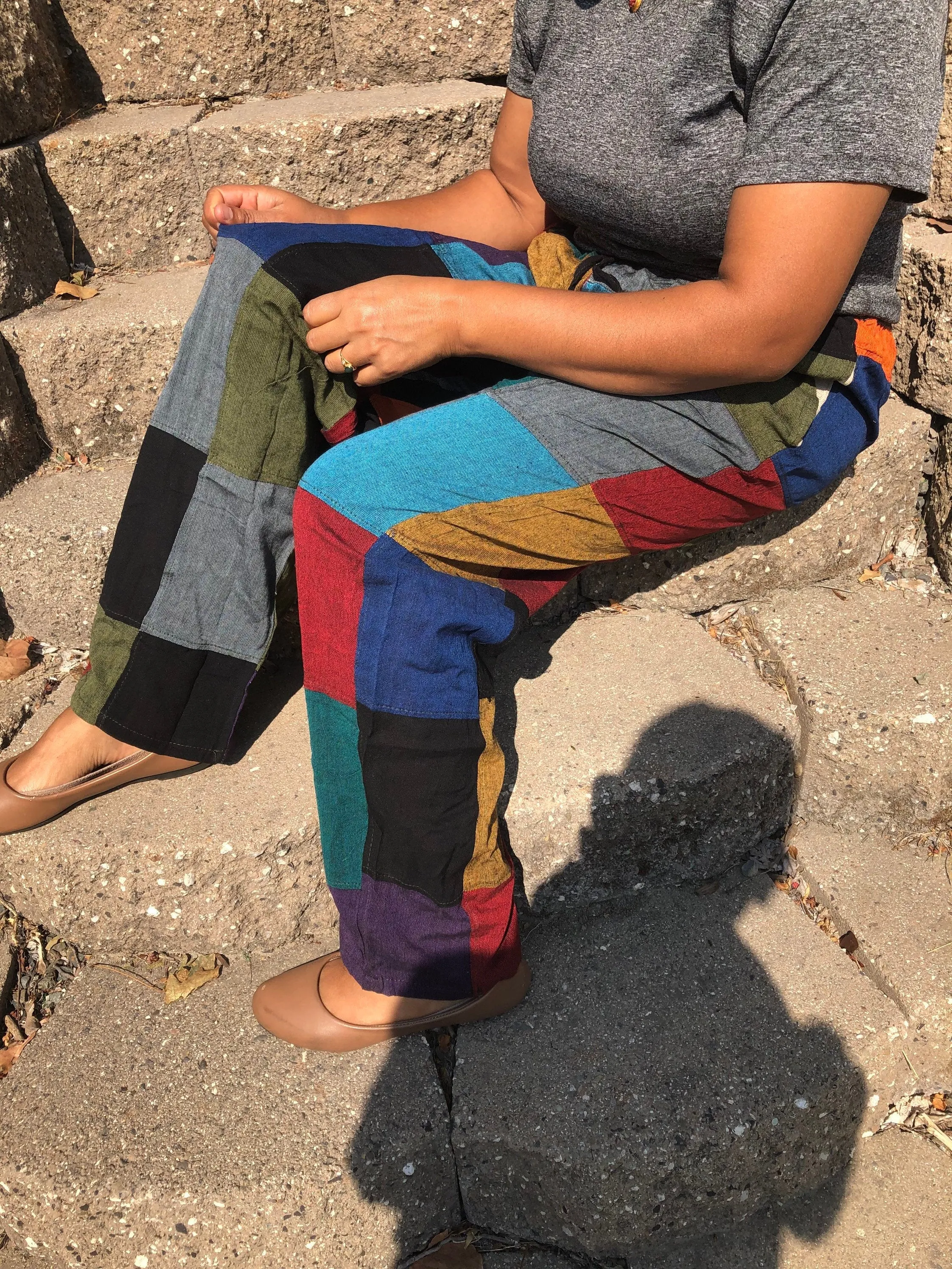 Boho Colorblock Patchwork Pants Cargo Joggers