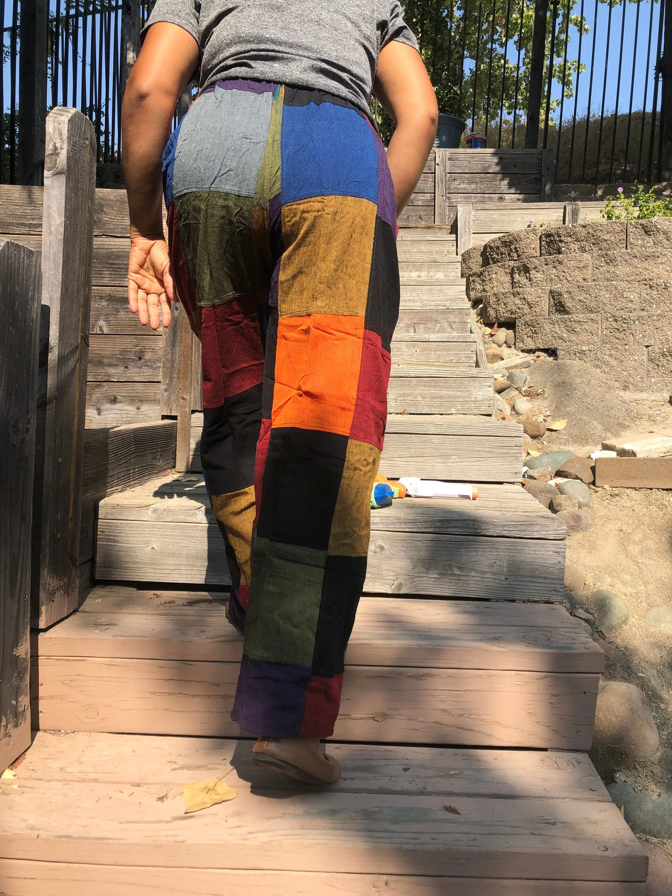 Boho Colorblock Patchwork Pants Cargo Joggers