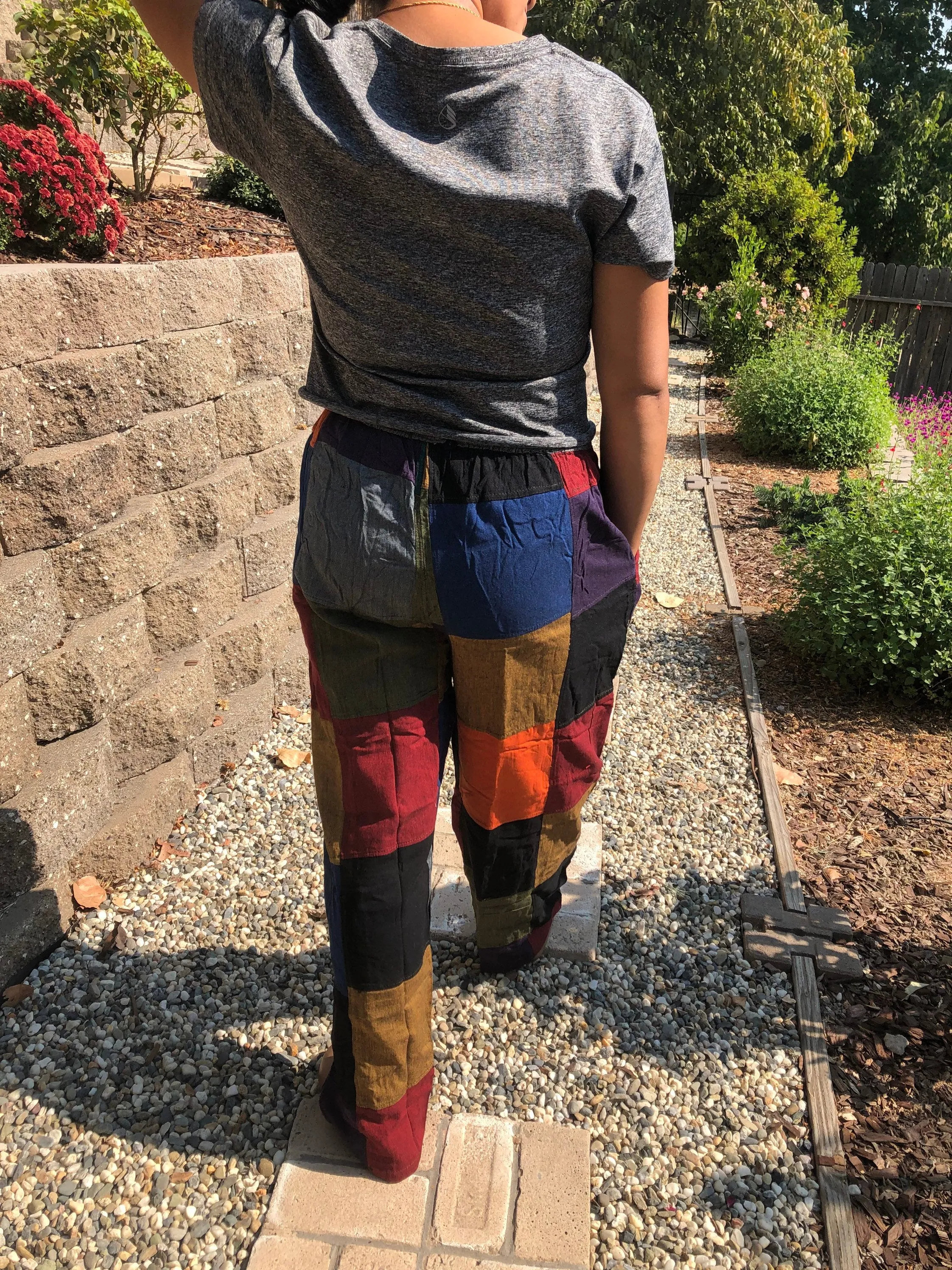 Boho Colorblock Patchwork Pants Cargo Joggers