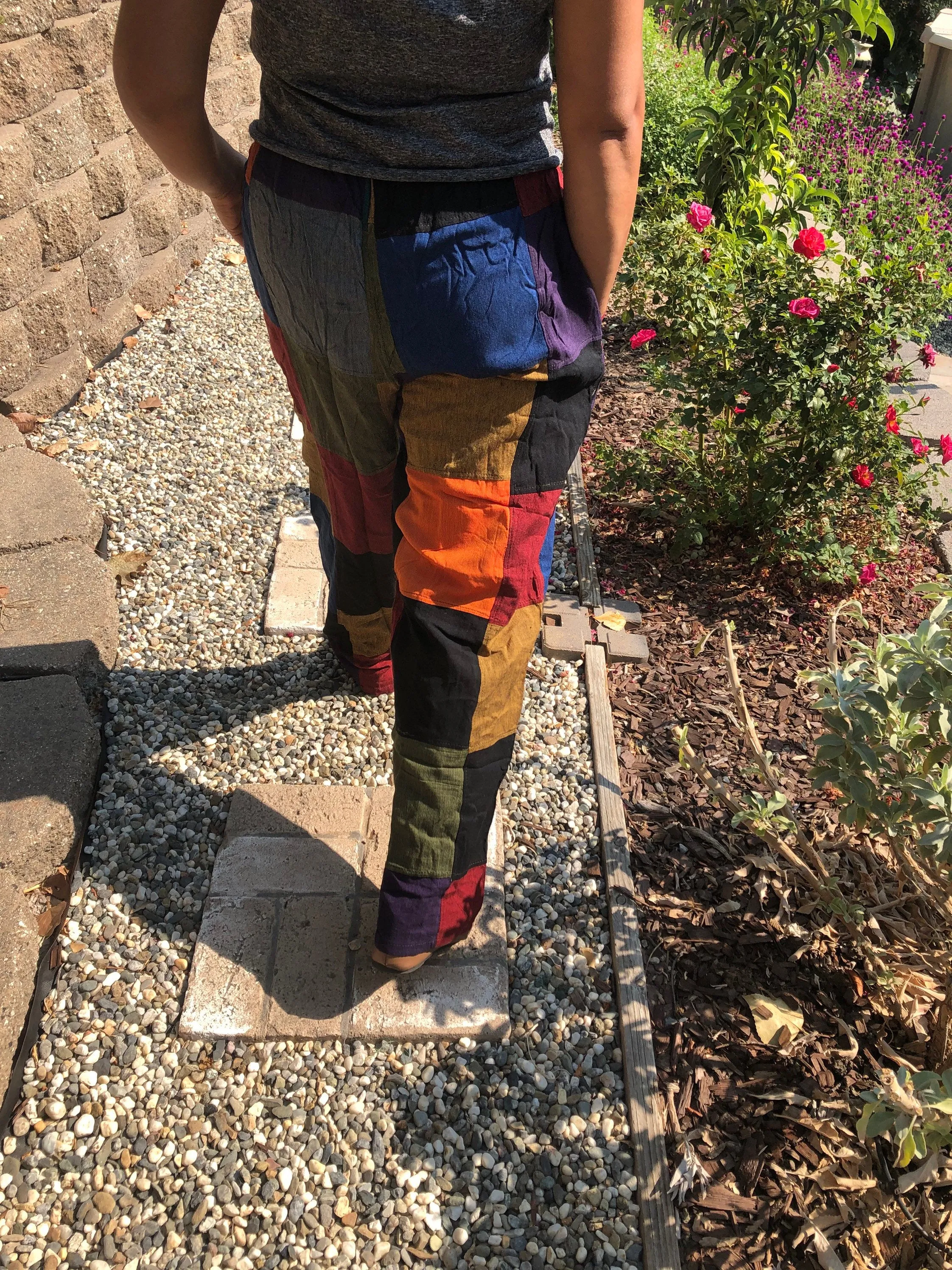 Boho Colorblock Patchwork Pants Cargo Joggers