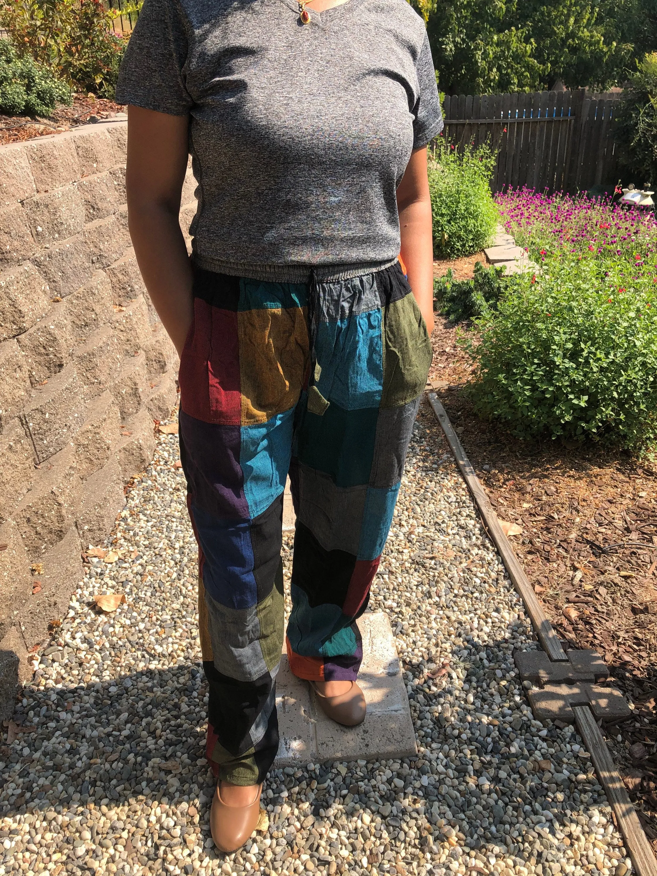 Boho Colorblock Patchwork Pants Cargo Joggers