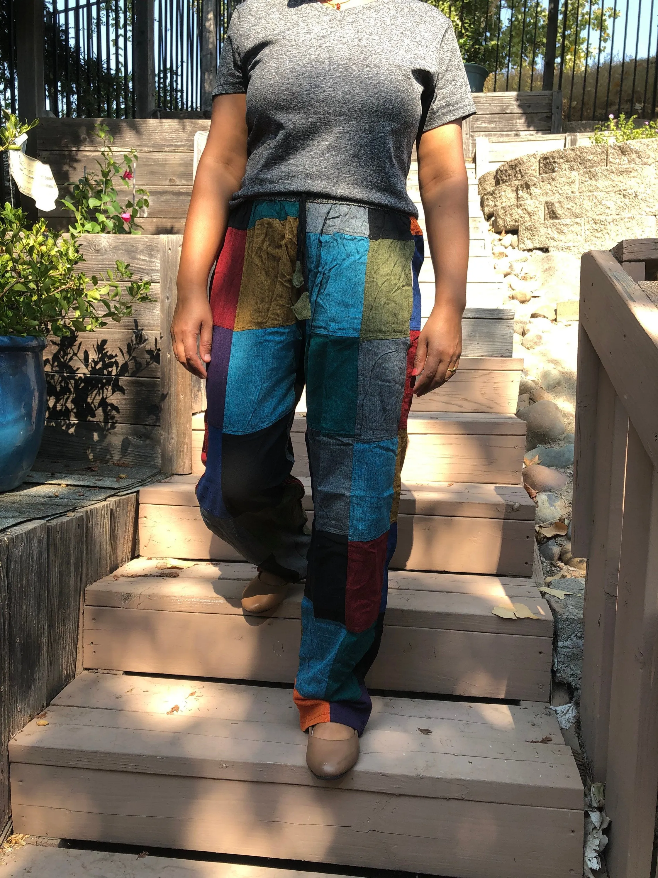 Boho Colorblock Patchwork Pants Cargo Joggers