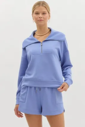 Brooklynn Blue Quarter Zip Sweatshirt