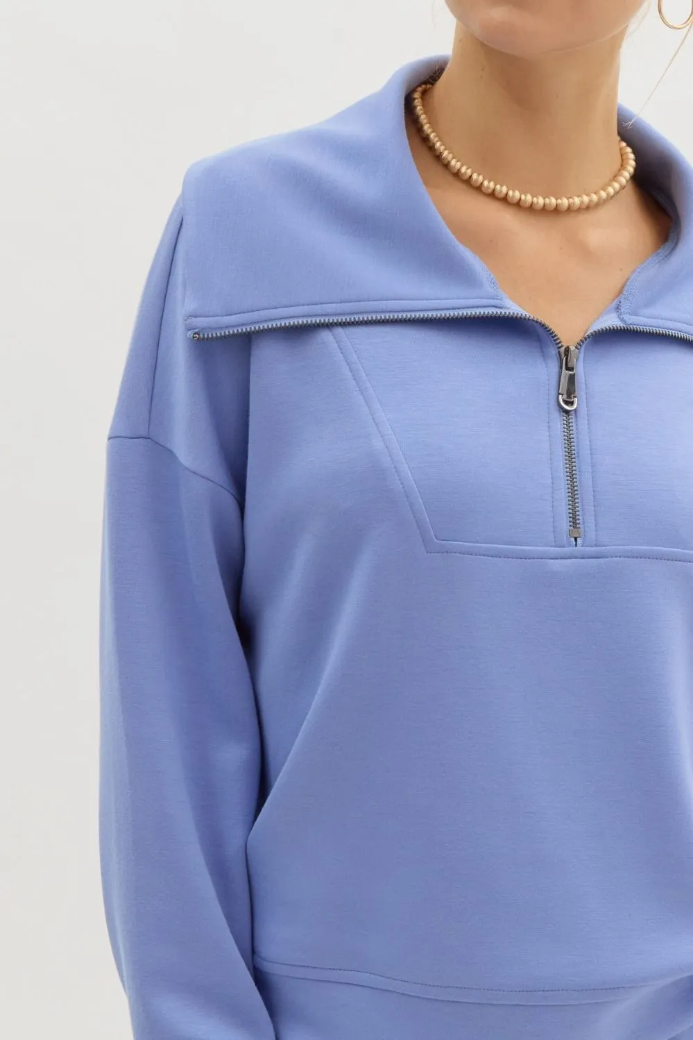 Brooklynn Blue Quarter Zip Sweatshirt
