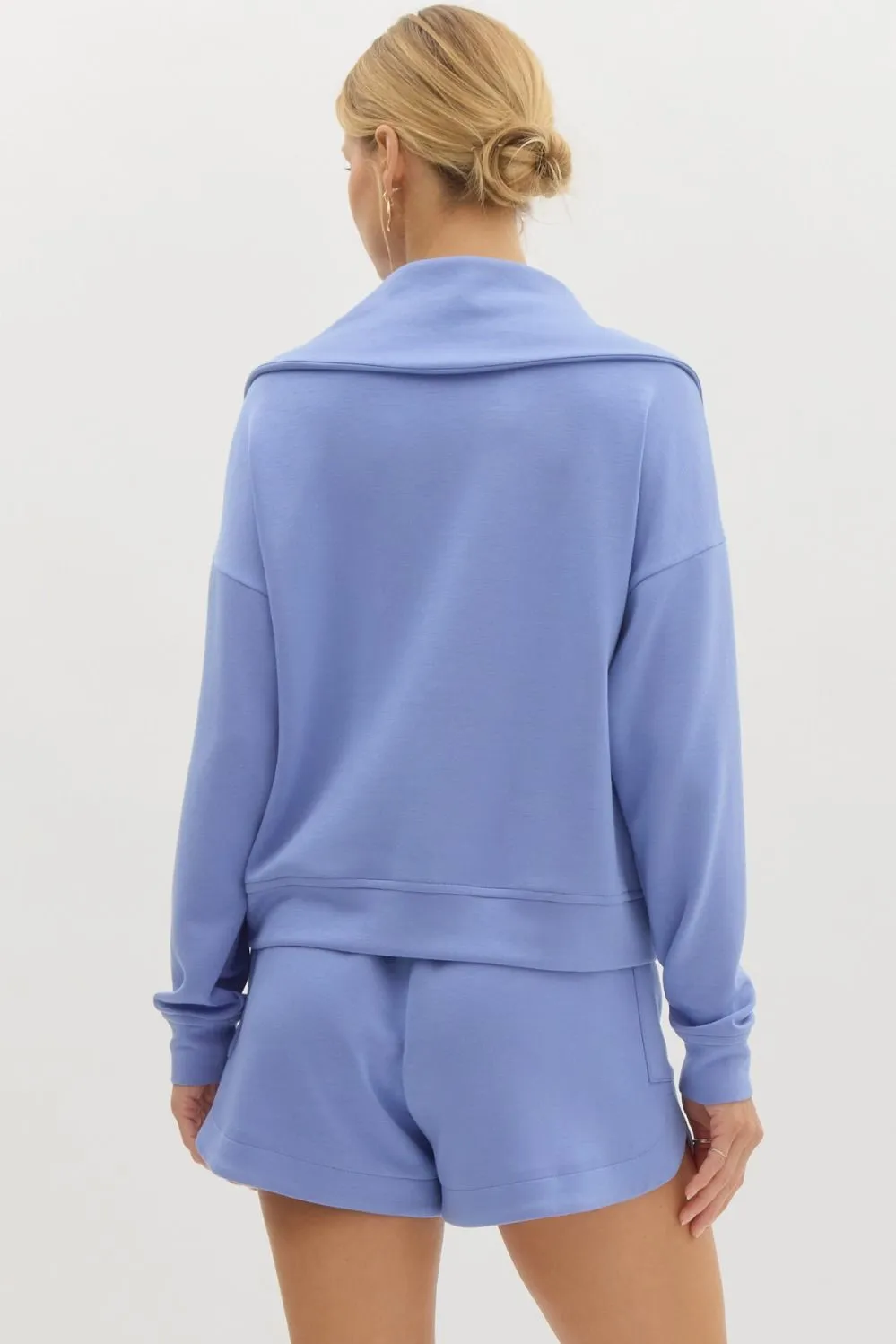 Brooklynn Blue Quarter Zip Sweatshirt