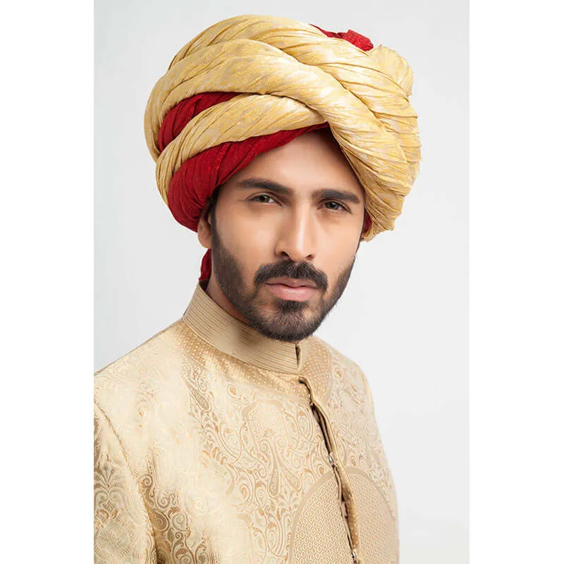 Champagne Gold Brocade Short Sherwani by Arsalan Iqbal