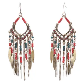 Chic Trendy Statement Fashion Dangling Chains Bead Earrings E953 Multi