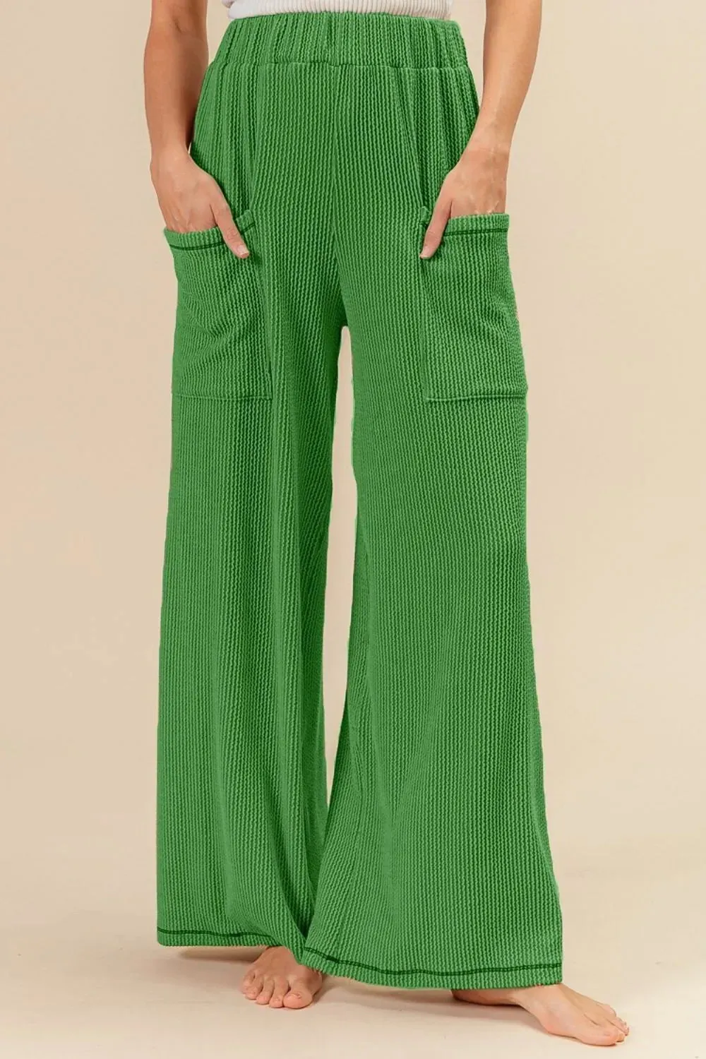 Cord Rib Waist Band Side Pocket Pants