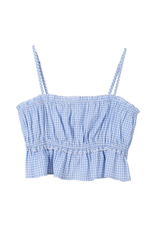 Cute Casual Stylish Gingham Pattern Sleeveless Fashion Top