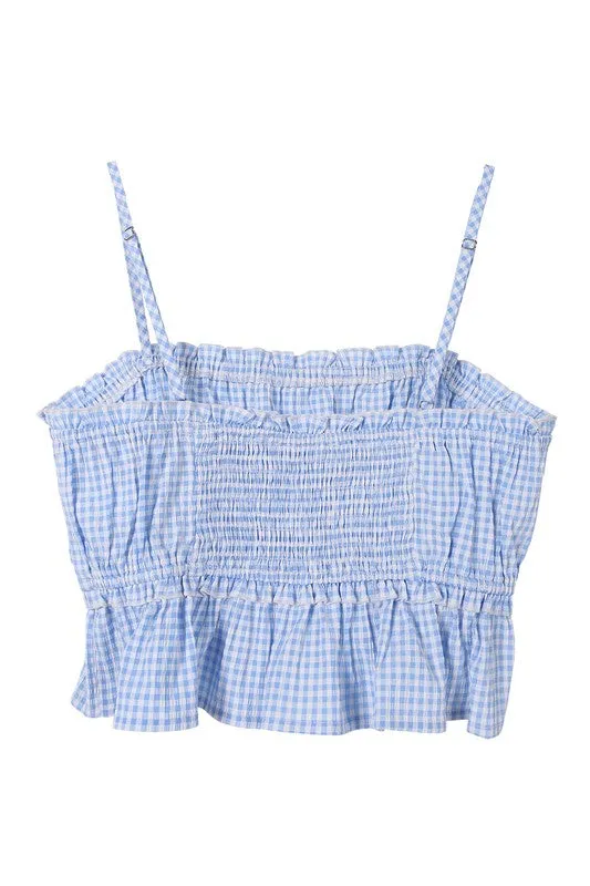 Cute Casual Stylish Gingham Pattern Sleeveless Fashion Top