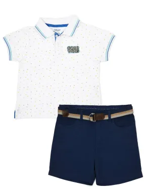 Good Vibes Polo Tee & Shorts Combo Set