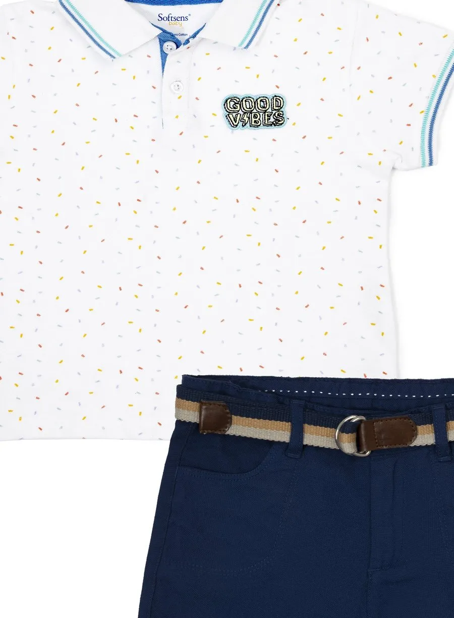Good Vibes Polo Tee & Shorts Combo Set