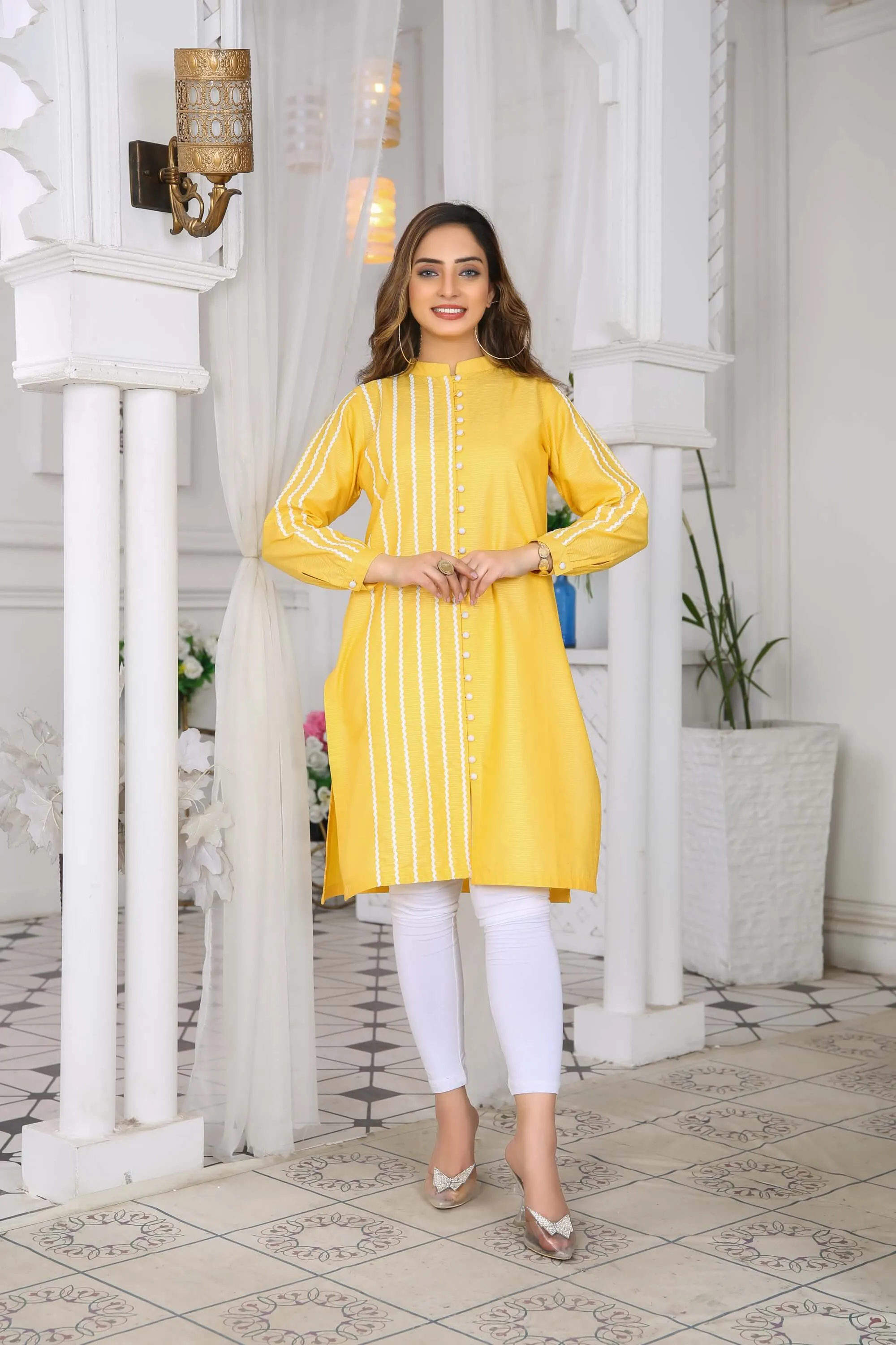Kurtis for Women Cotton Doriya Lace Work | Buy Online USA – IshDeena