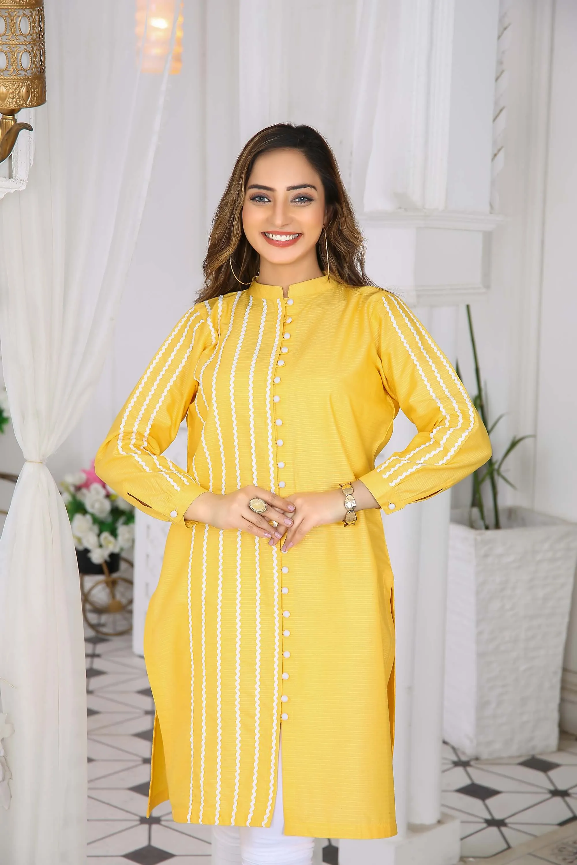 Kurtis for Women Cotton Doriya Lace Work | Buy Online USA – IshDeena