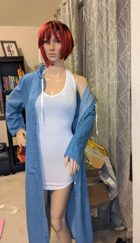 Long Denim Hoodie Shirt