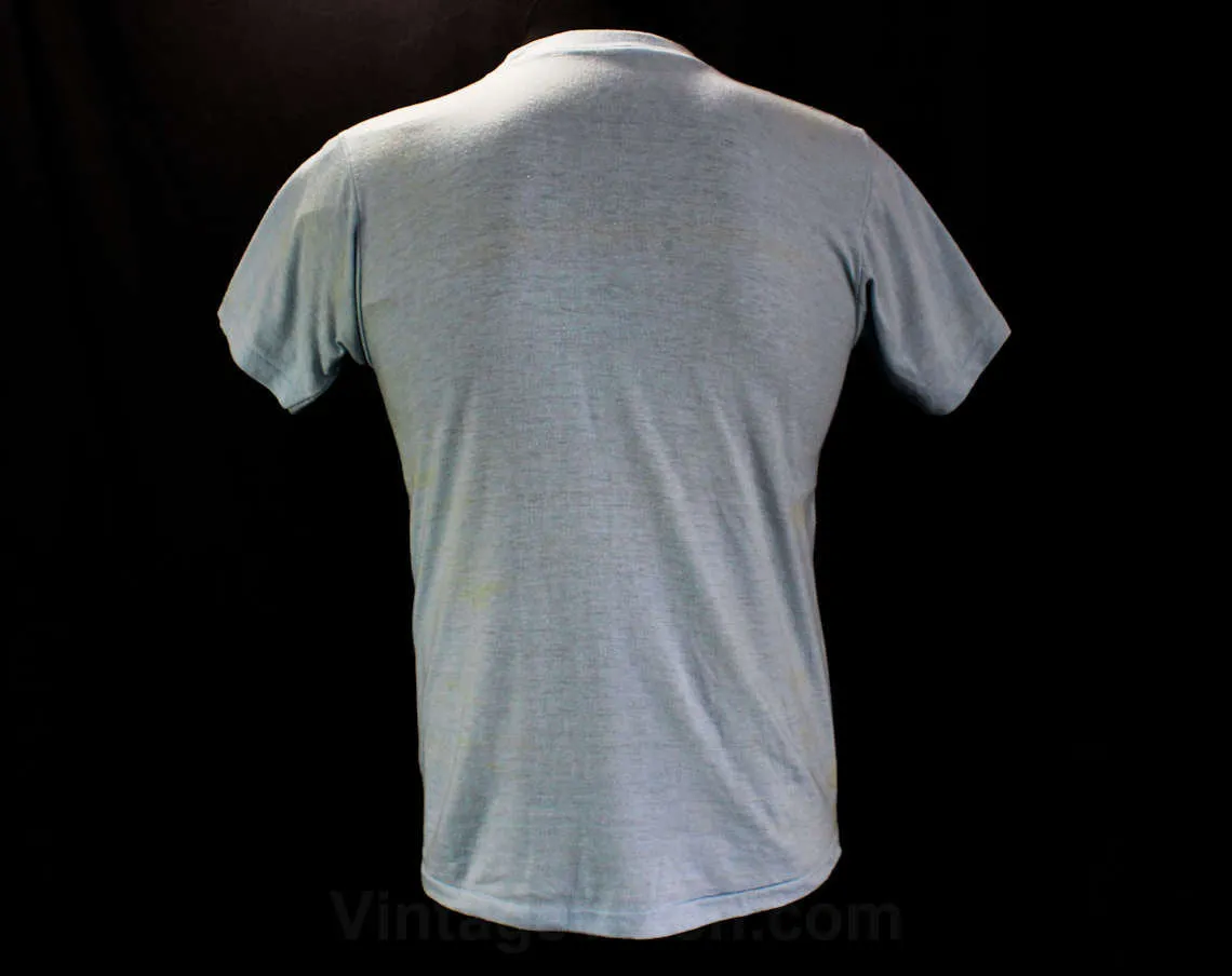 Men's XS Airplane TShirt - Air Virginia Airlines Vintage Tee - Short Sleeved Blue Mens Summer Top - Retro Graphic - Chest 37 - 46407