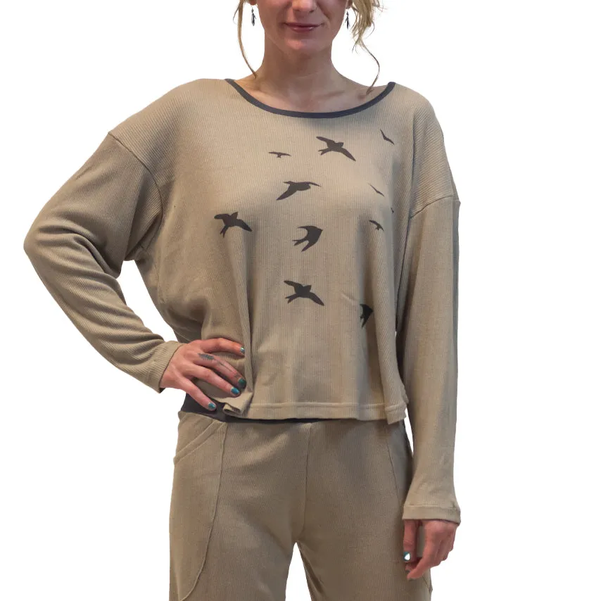 Pointelle Bird Lounge Top