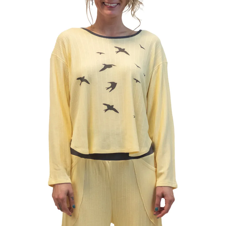 Pointelle Bird Lounge Top