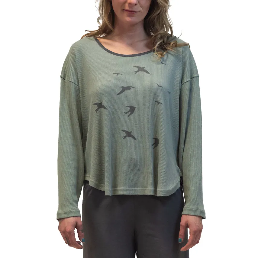Pointelle Bird Lounge Top
