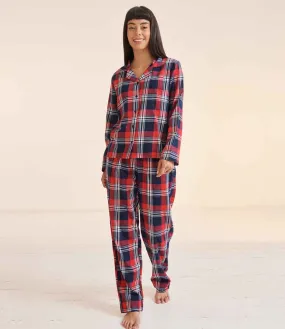 SF Clothing Ladies Tartan Lounge Set | Red/Navy