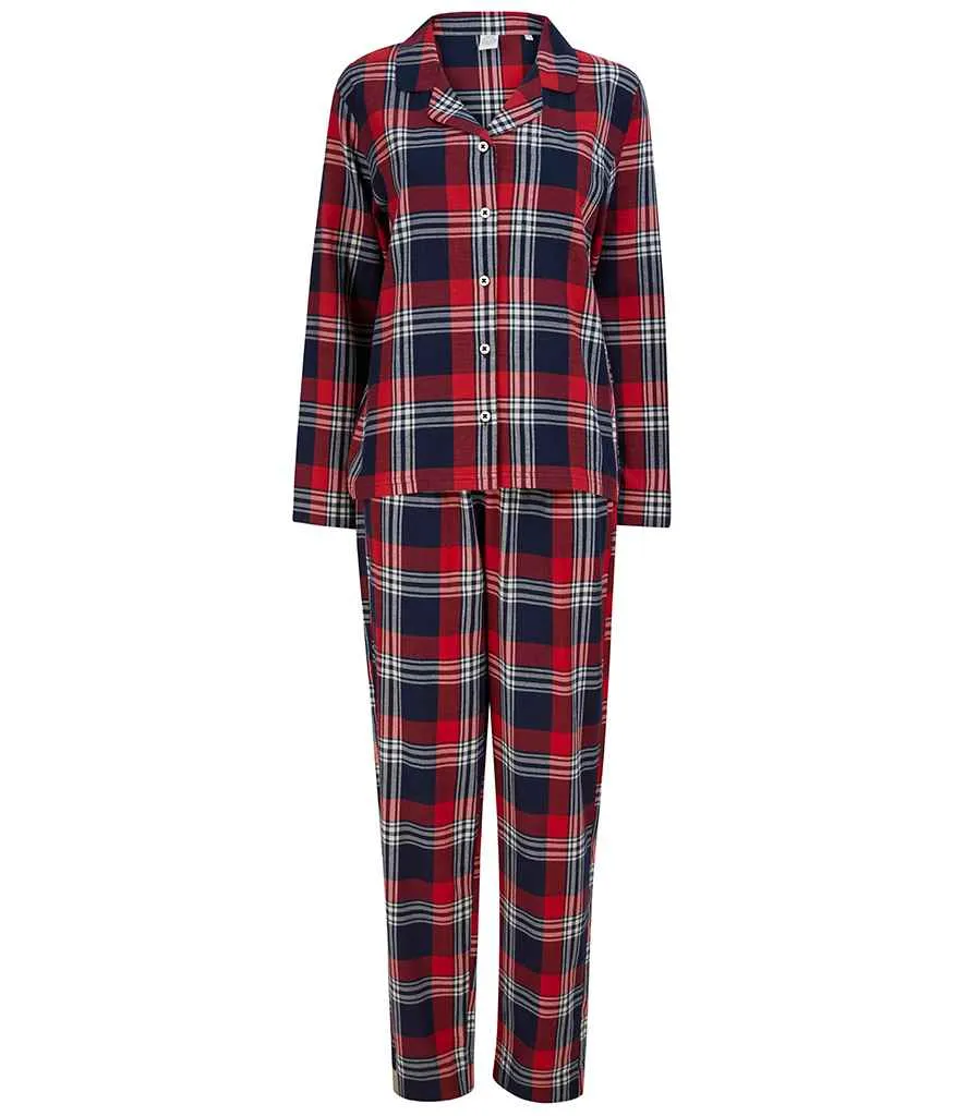 SF Clothing Ladies Tartan Lounge Set | Red/Navy