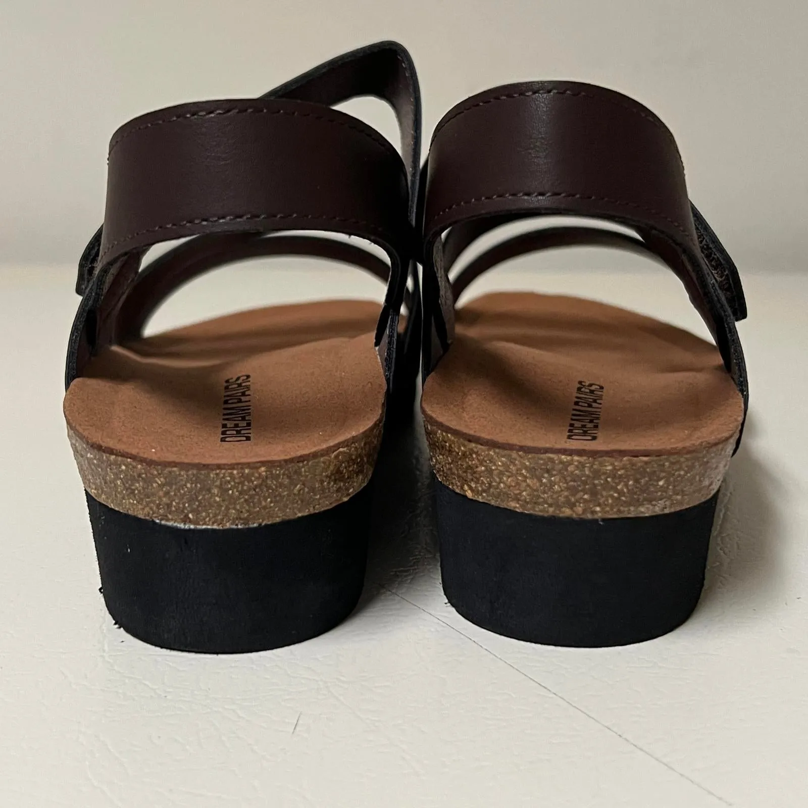 Stylish Brown Dreampairs Wedge Sandals, Size 9