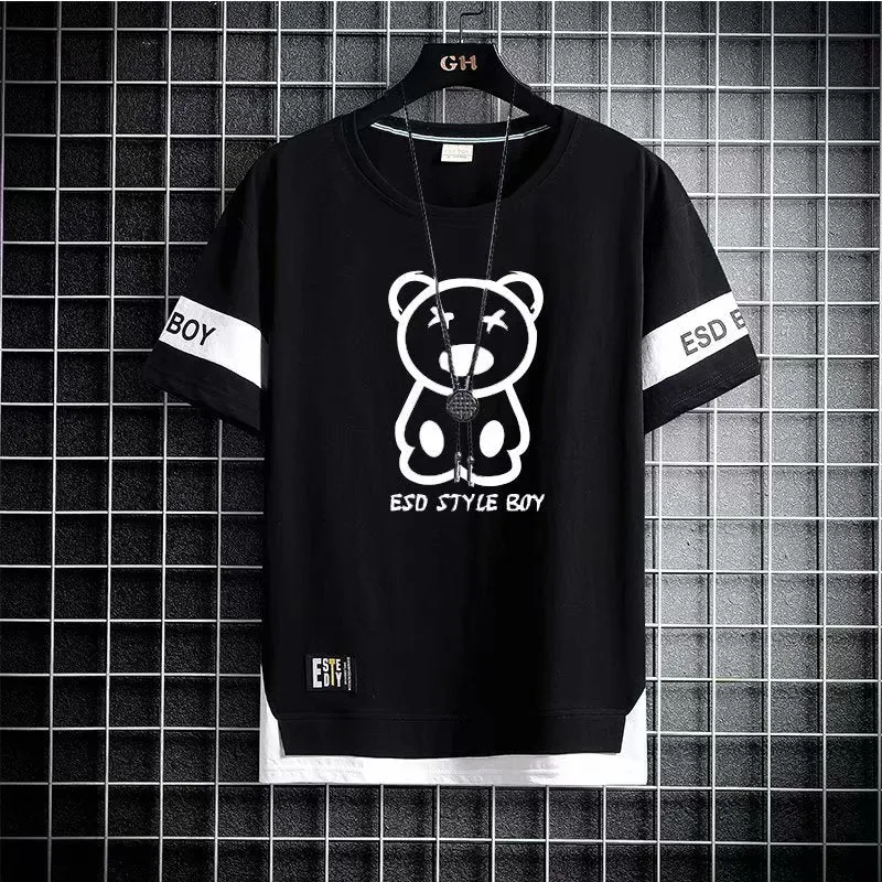 Teenagers Short-sleeved T-shirt Shorts Men's Trendy Sports Suit - Oversized Shirt