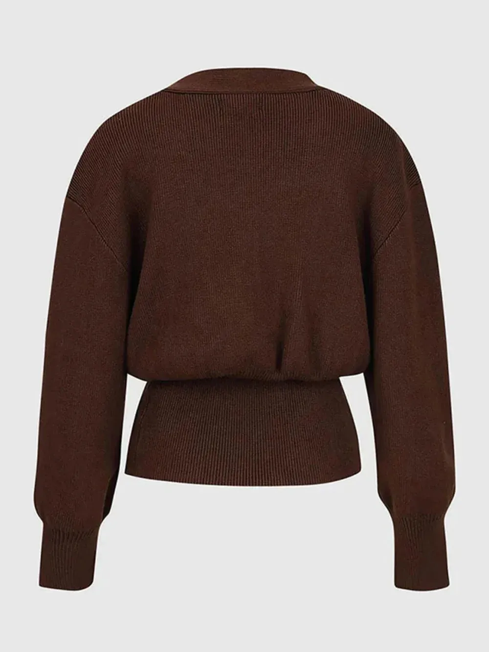 V Neck Golden Button Plain Cardigan