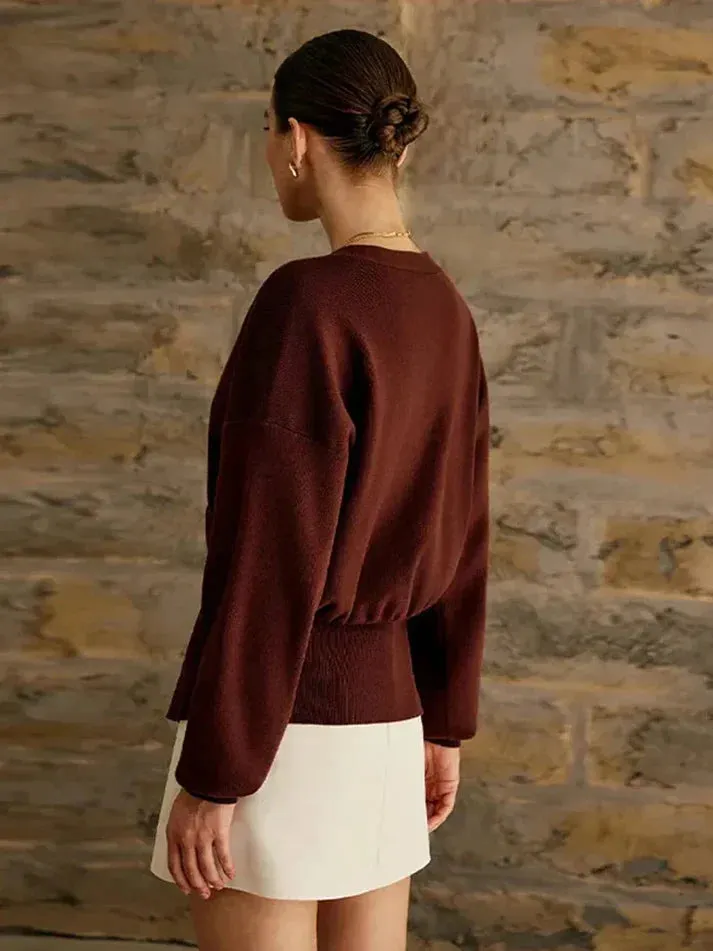 V Neck Golden Button Plain Cardigan