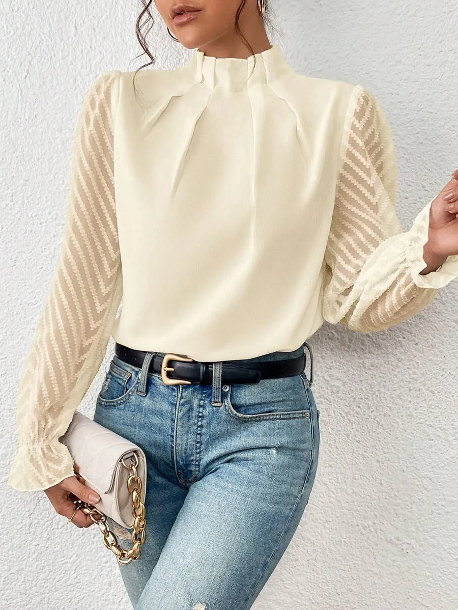 Vera | High Neck Lantern Sleeve Blouse