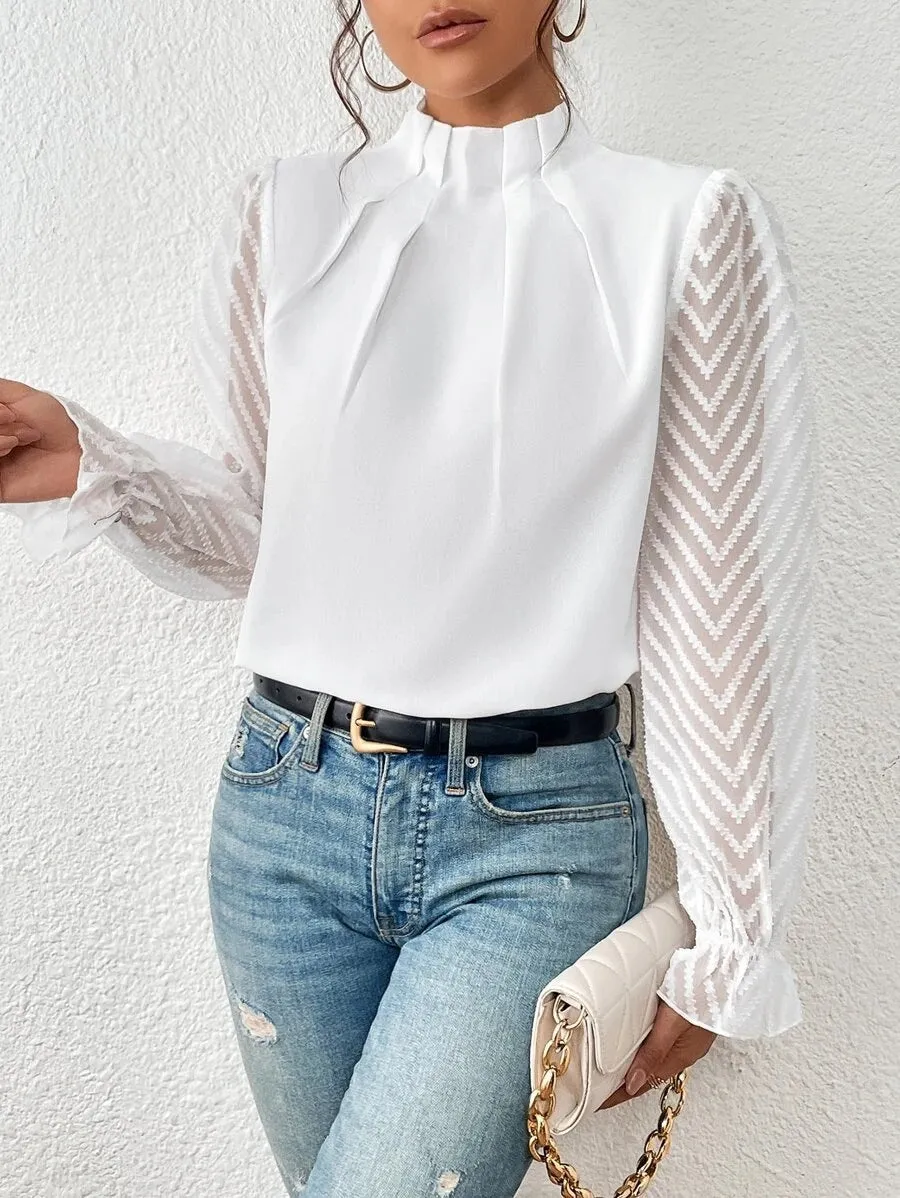 Vera | High Neck Lantern Sleeve Blouse