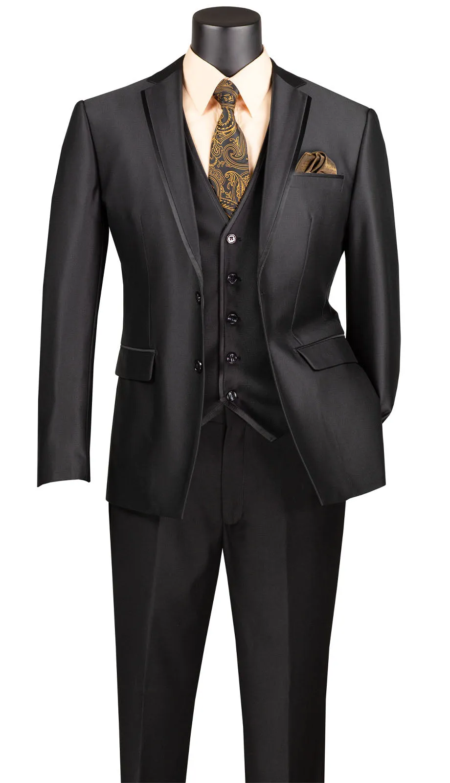 Vinci  SV2D-1-BLK Mens Suit
