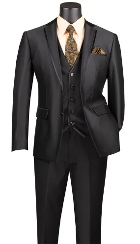 Vinci  SV2D-1-BLK Mens Suit